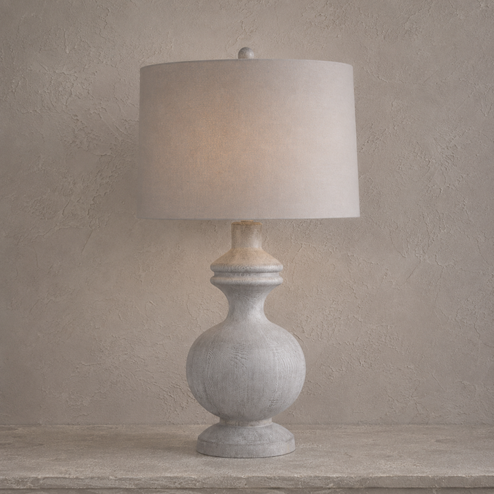 TABLE LAMP WITH GREY LINEN SHADE 43x46x81cm